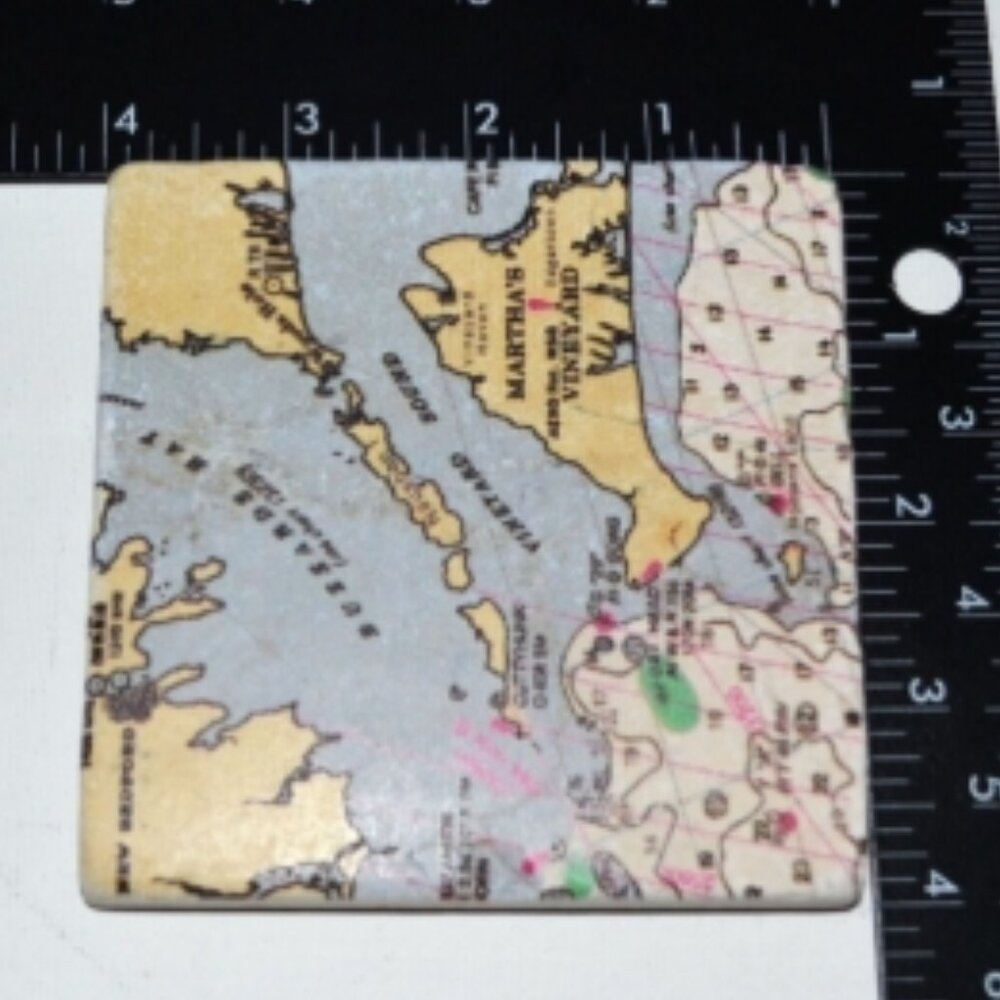 Set Of 4 Coasters Boxed Imported Marble Cape Cod Nantucket Martha's Vineyard - Picture 8 of 9